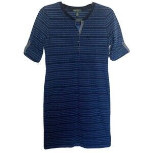 LRL Lauren Jeans Co. Ralph Lauren Dress Medium Blue Striped T Shirt Short Sleeve